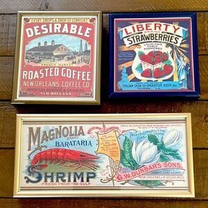 Vintage Style Food Label Wall Art Set